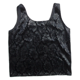 BABU Womens Camisole Blouse Black Sleeveless Crazy Pattern S