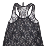 Womens Vests Top Black Sleeveless Floral XXS