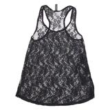 Womens Vests Top Black Sleeveless Floral XXS