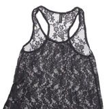 Womens Vests Top Black Sleeveless Floral XXS