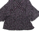 LIGNE MATERNITE Womens Blouse Top Black Long Sleeve Crazy Pattern XXS