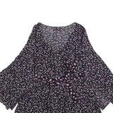 LIGNE MATERNITE Womens Blouse Top Black Long Sleeve Crazy Pattern XXS