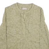 NAPAPIJRI Womens Shirt Top Green 3/4 Sleeve Silk Floral S