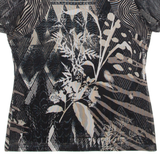 TAIFUN Womens Top Black Crazy Pattern XXS