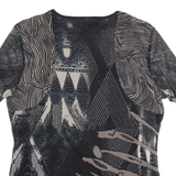 TAIFUN Womens Top Black Crazy Pattern XXS