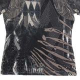 TAIFUN Womens Top Black Crazy Pattern XXS