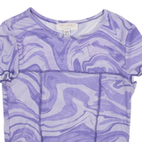 PULL&BEAR Womens Top Purple Crazy Pattern XS