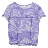 PULL&BEAR Womens Top Purple Crazy Pattern XS