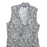 ESPRIT COLLECTION Womens Vests Shirt Grey Sleeveless Crazy Pattern XXS