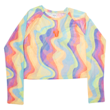 DISNEY Womens Cropped Top Pink Long Sleeve Crazy Pattern M