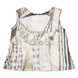 Womens Vests Top Brown Sleeveless Crazy Pattern S