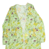 Womens Kimono Top Green Long Sleeve Floral XL