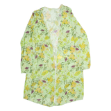 Womens Kimono Top Green Long Sleeve Floral XL