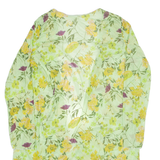 Womens Kimono Top Green Long Sleeve Floral XL