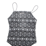 TALLY WEIJL Womens Camisole Bodysuit Grey Sleeveless Crazy Pattern S