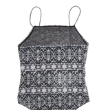 TALLY WEIJL Womens Camisole Bodysuit Grey Sleeveless Crazy Pattern S