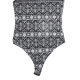 TALLY WEIJL Womens Camisole Bodysuit Grey Sleeveless Crazy Pattern S