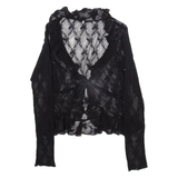 Womens Kimono Top Black Long Sleeve Floral XXS