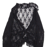 Womens Kimono Top Black Long Sleeve Floral XXS