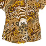 Womens Shirt Top Brown Crazy Pattern M