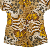 Womens Shirt Top Brown Crazy Pattern M