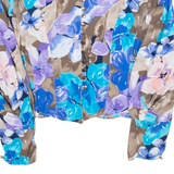 EXCLUSIVE Womens Blouse Shirt Blue V-Neck Long Sleeve Floral XS