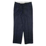 HAGMAN Mens Trousers Blue Regular Straight Wool W36 L32