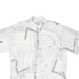 Mens Shirt White Viscose 90s Crazy Pattern XL