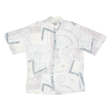 Mens Shirt White Viscose 90s Crazy Pattern XL