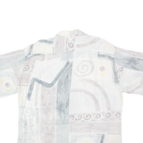 Mens Shirt White Viscose 90s Crazy Pattern XL