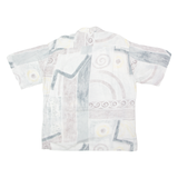 Mens Shirt White Viscose 90s Crazy Pattern XL