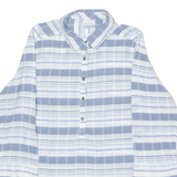 COLUMBIA Pullover Mens Shirt Blue Striped 3/4 Sleeve M