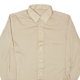 L. HUBSCHER Mens Plain Shirt Beige Long Sleeve S