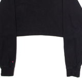 CHAMPION Cropped Womens Sweatshirt Black Crew Neck USA S