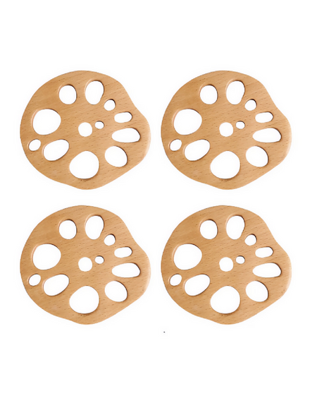 Anygleam Natural Wood 4pcs Wooden Coaster Mat Food Kitchen Tableware