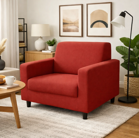 Anyseat 1-Seater Sofa Cover – Plain Wine Red Style Slipcover for Living Room Chair Protection