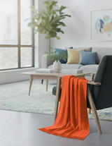 Anycozy Orange Faux Cashmere Throw Blanket – Diamond Knit Sofa Cover & Home Decor Accent