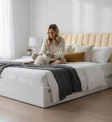 Anycozy Headboard Cover Off White Short Plush Super Soft Smooth Quilted Velvet Bed Back Dust Protector Cover 160x70cm
