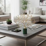 ANYHOUZ Luxury Gold Metal Tabletop Decor – Tree Snowflake Sculpture for Living Room, House Display & Elegant Crafts Ornaments