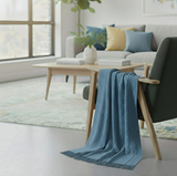 Anycozy Blue Faux Cashmere Throw Blanket – Diamond Knit Sofa Cover & Home Decor Accent