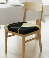 Anyseat Black and White Gold Linear Print Chair Cover – Stretch Washable Removable Seat Cover for Dining & Kitchen
