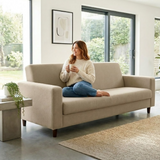 Anyseat 3-Seater Sofa Cover – Plain Beige Style Slipcover for Living Room Chair Protection