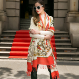 Anyyou 100% Pure Merino Wool Red Beige Stylish Poncho Winter Large Scarf With Trendy Pashmina Shawl Bandana For Womenfashion Design