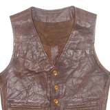 Mens Biker Waistcoat Brown Leather S
