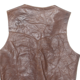 Mens Biker Waistcoat Brown Leather S