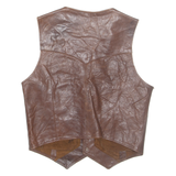 Mens Biker Waistcoat Brown Leather S