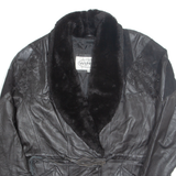 WINLIT Womens Aviator Jacket Black Leather L