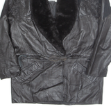 WINLIT Womens Aviator Jacket Black Leather L