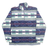 FRIKA & CO Fleece Womens Pullover Jacket Blue Crazy Pattern L