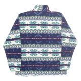 FRIKA & CO Fleece Womens Pullover Jacket Blue Crazy Pattern L
